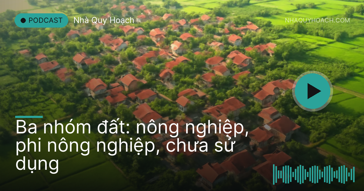 Một làng ven đô nhìn từ trên cao với mái nhà, ruộng lúa và vườn cây xen nhau